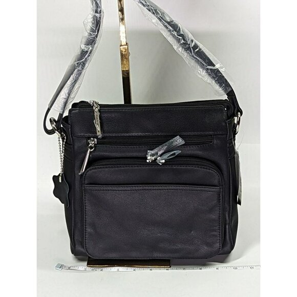 Giani Bernini Women's Black Nappa Leather Front Zip Crossbody (MSRP $130) - Picture 7 of 10